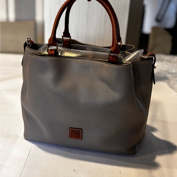 Dooney & Bourke Taupe Leather Hobo Bag - Picture 5 of 7